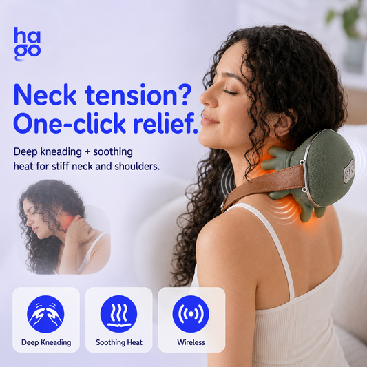 Hago® SmartRelief Wireless Neck & Shoulder Massager with Deep Tissue Therapy & Heat