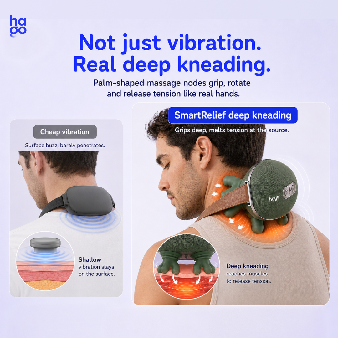 Hago® SmartRelief Wireless Neck & Shoulder Massager with Deep Tissue Therapy & Heat