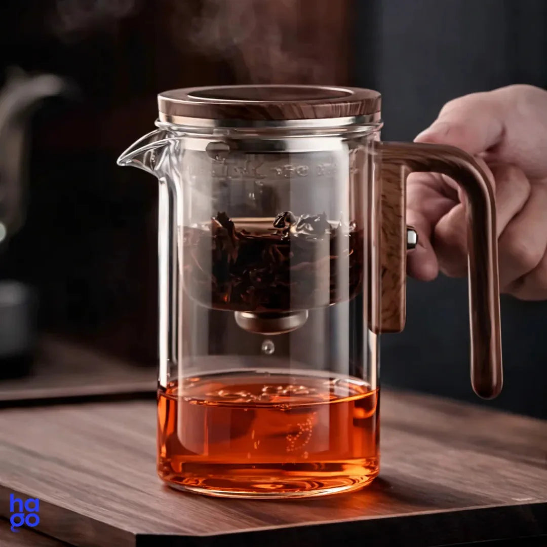 Hago® MagBrew Magnetic Glass Teapot – kitchen countertop lifestyle display